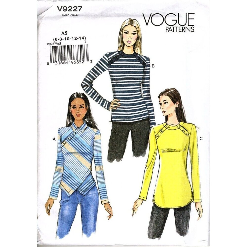 Vogue V227 Misses 6 to 14 Casual Pullover Tops Uncut Sewing Pattern